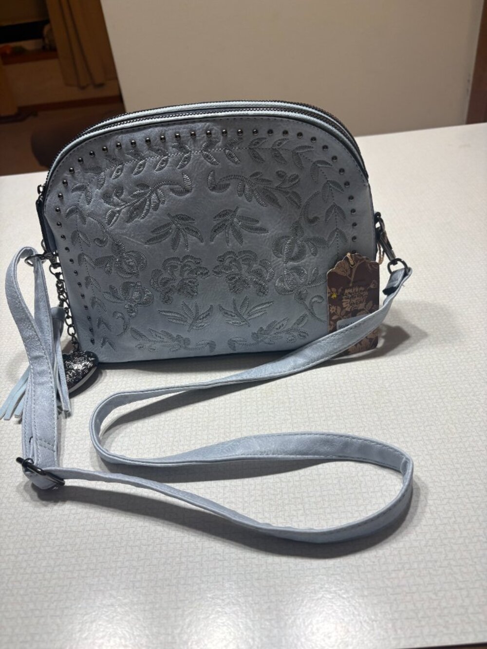 NWT Sam and Hadley Blue embroidered Crossbody/Shoulder Bag
